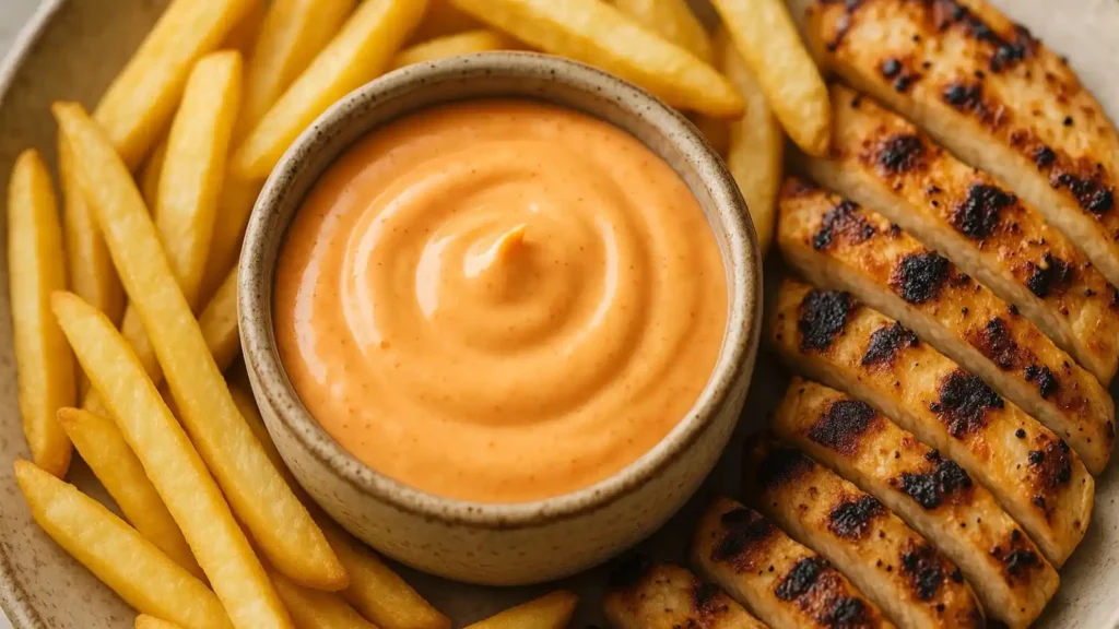 Boom Boom Sauce with fries and chicken