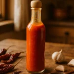 Homemade Cholula hot sauce with chilies and garlic