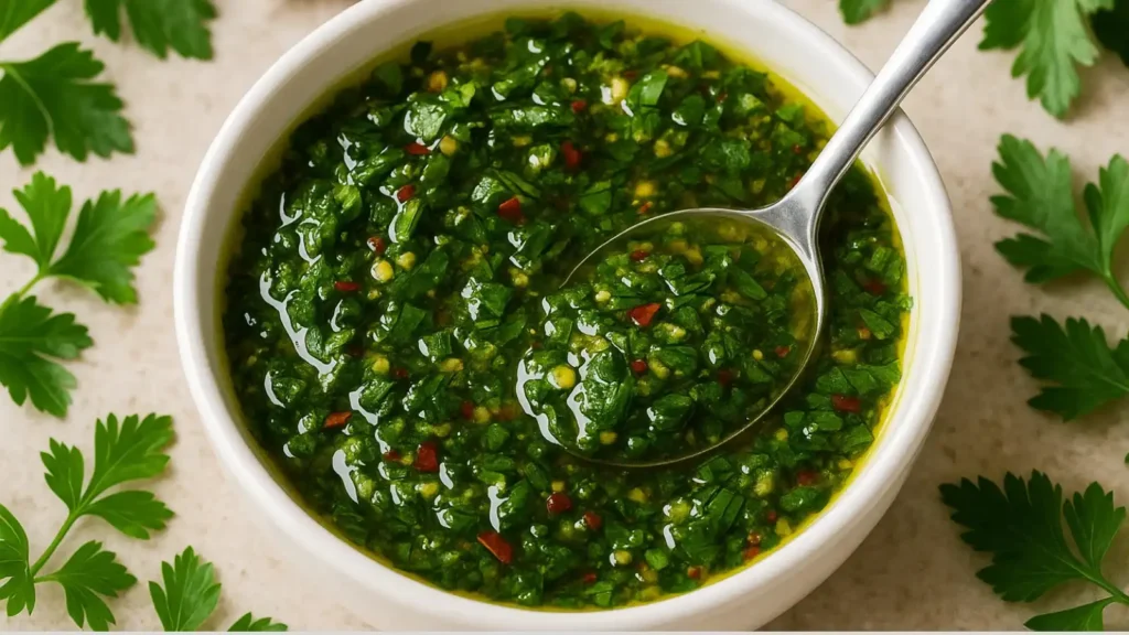 Tatbila sauce recipe in a bowl with fresh ingredients