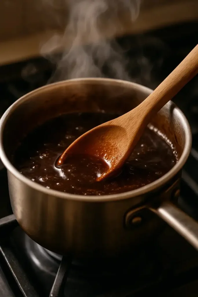 unagi sauce simmering in pan on stove