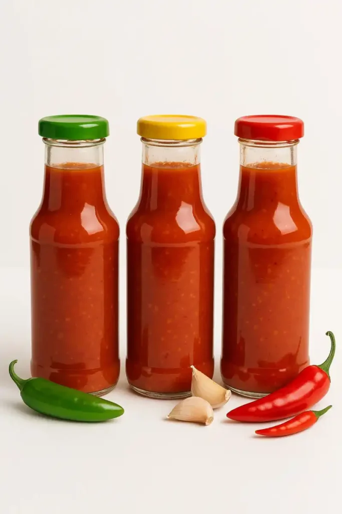 Mild, medium, and hot Ortega Taco Sauce bottles
